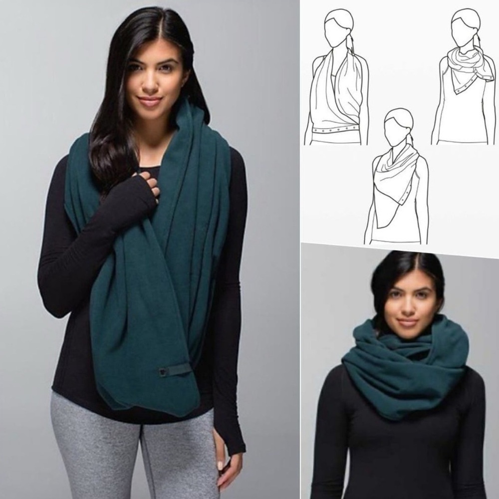 Rare Lululemon Green Vinyasa Convertible Fleece Wrap Scarf